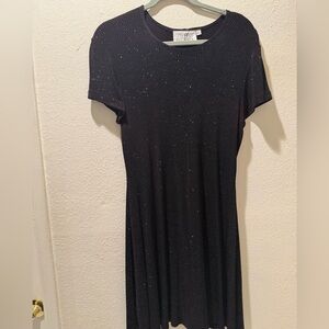Black with Silver glitter Sheath short Sleeve Dress - Size L